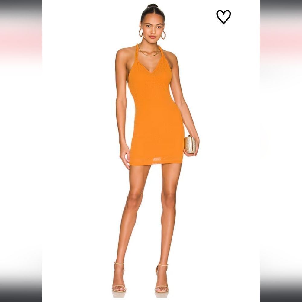 Superdown X Revolve Lily Twisted Strap Mini Dress Camel Orange Size L